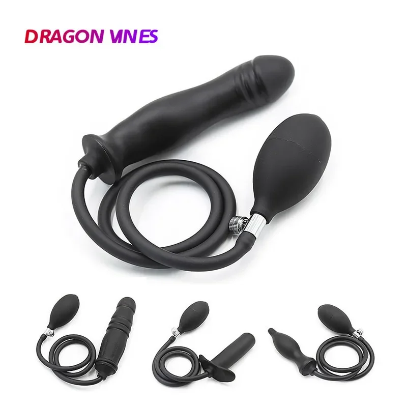 

Silicone Inflatable Anal Plug Expandable Dildo Pump Butt Plugs Dilator Prostate Anus Extender Dilatador Adult Sex Toys For Women