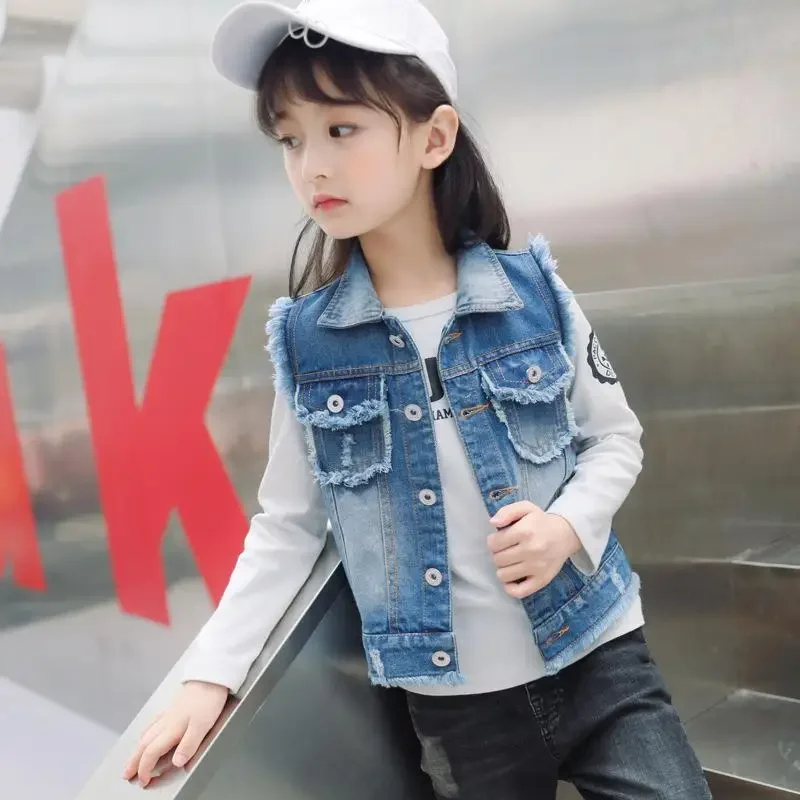 Girls Vest Denim 3-12Y Children Coat Girls Denim Kids Cowboy Vest Waistcoat Sleeveless Jean Jackets Child Outerwear
Girls Vest Denim 3-12Y Children Coat Girls Denim Kids Cowboy Vest Waistcoat Sleeveless Jean Jackets Child Outerwear