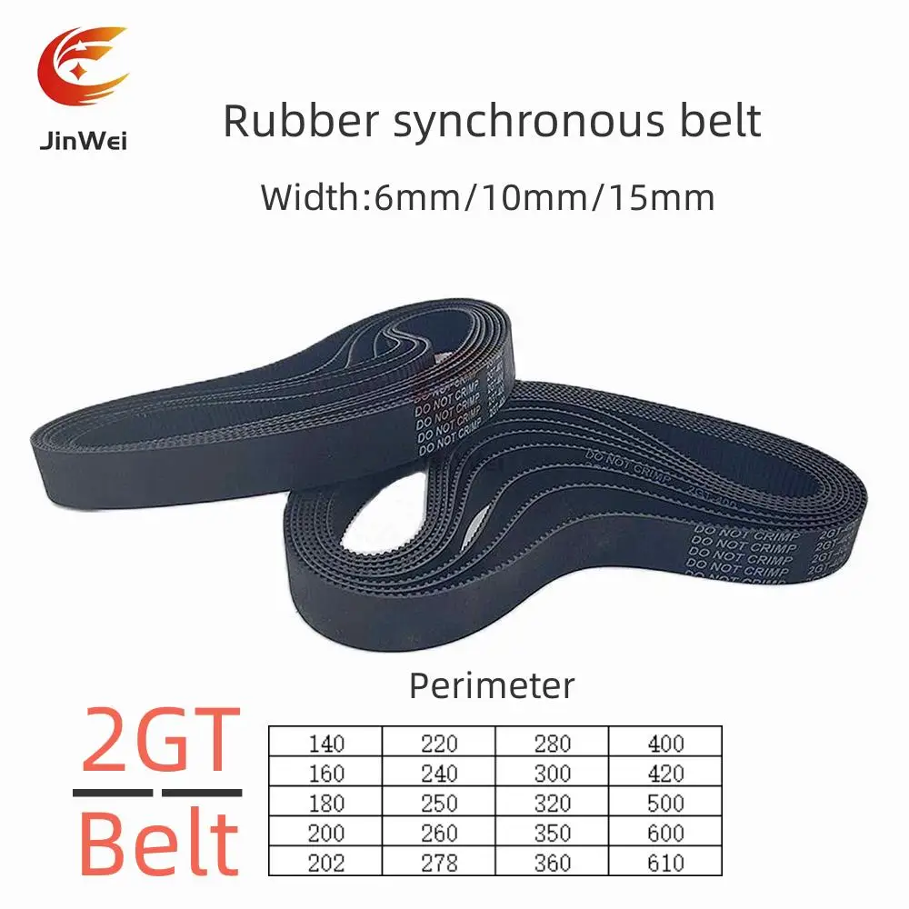 

2GT GT2 Width:6mm/10mm/15mm High-Quality Rubber Closed-Loop Timing Belt, Belt Circumference 140mm-610mm, Used For 3D Printers