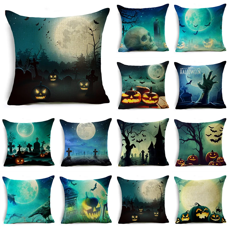 Happy Halloween Pumpkin Lantern Moon Graveyard Blue Linen Throw Pillowcase Decorative Cushion Cover For Sofa Livingroom Party
Happy Halloween Pumpkin Lantern Moon Graveyard Blue Linen Throw Pillowcase Decorative Cushion Cover For Sofa Livingroom Party