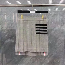 TB pleated skirt women's spring and summer high waist thin houndstooth short skirt irregular half body 
TB pleated skirt women's spring and summer high waist thin houndstooth short skirt irregular half body