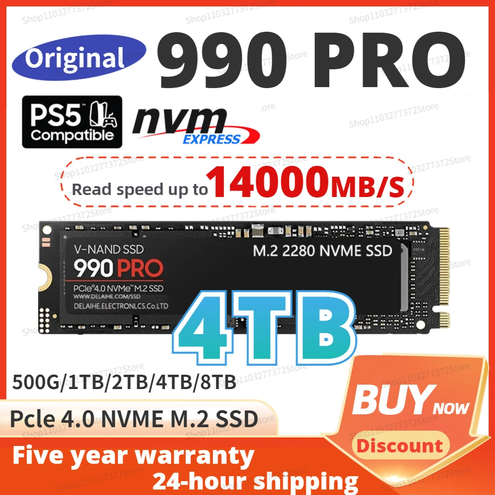 

2024 Brand New Original 8TB SSD 990 PRO M2 2280 Nvme PCIe Gen 4.0X4 2tb 4tb Internal Solid State Disk SSD HDD for Laptop/PS5/PC