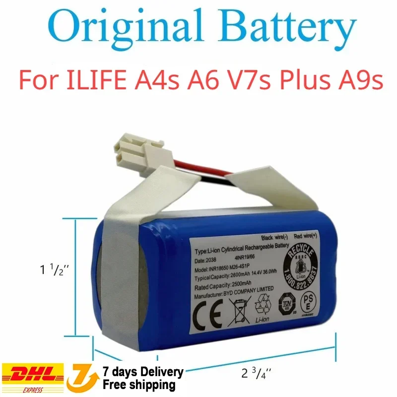 

Перезаряжаемая литиевая батарея 14,4 В 2600 мАч для ILIFE A4s A6 V7s Plus A9s W400, аккумуляторы для робота-пылесоса INR18650 M26-4S1P