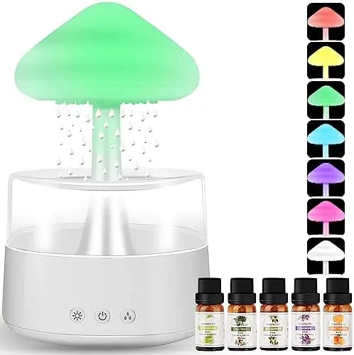 Cloud Humidifier Night Light with 5 Essential Oils, Cloud Diffuser with Rain 7 Changing Colors, Aromatherapy Diffuser Desk Fount
Cloud Humidifier Night Light with 5 Essential Oils, Cloud Diffuser with Rain 7 Changing Colors, Aromatherapy Diffuser Desk Fount
