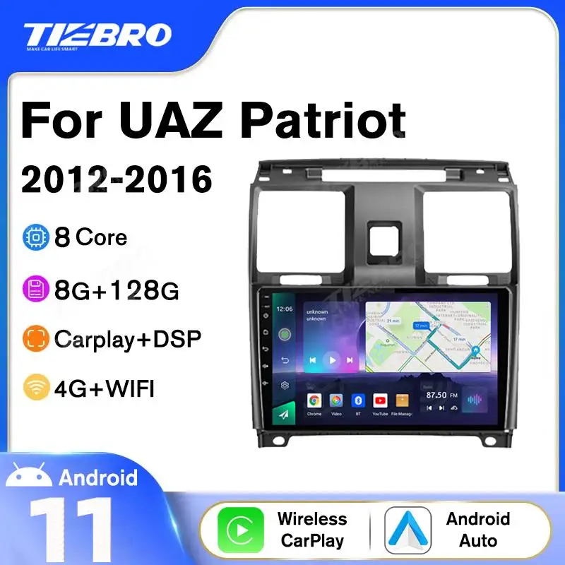 

TIEBRO 8G+128G Car Radio For UAZ Patriot 2012-2016 Multimedia Player Navigation GPS 2DIN Car Stereo Auto Android Head Unit DSP