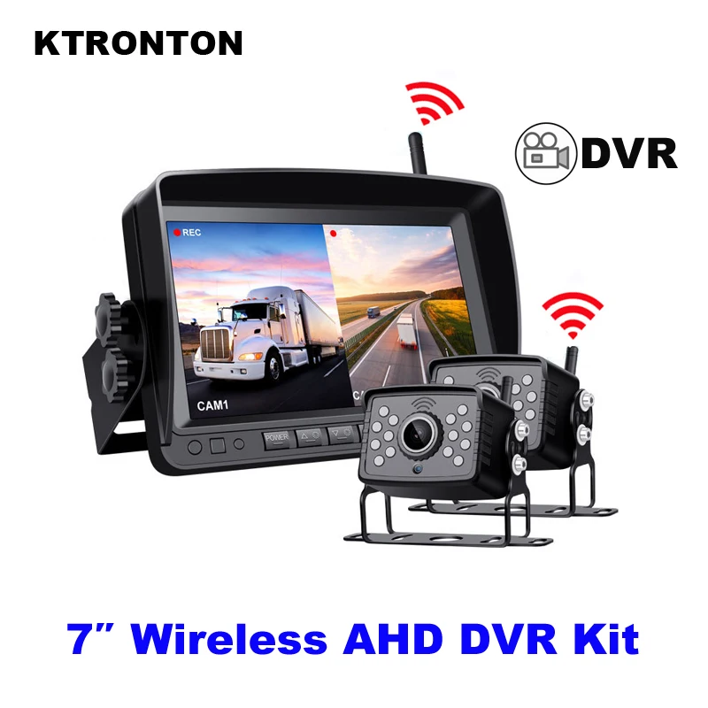 

Wireless 7" AHD Truck Rear View System DVR Monitor 1280 x 720P Car Backup Camera Recorder IPS Screen for Bus RV Van Camper