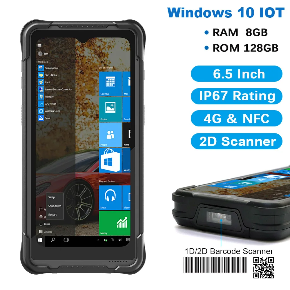 

6.5-Inch Rugged Windows PDA Handheld Terminal Intel N5100 8G RAM 128G ROM 4G Lte Wifi Bluetooth 2D Scanner Mini Rugged Tablet