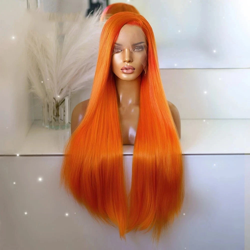 Preplucked Straight Synthetic Hair Orange Colored Lace Front Wig For African Women Long Glueless Heat Resistant Fiber
Preplucked Straight Synthetic Hair Orange Colored Lace Front Wig For African Women Long Glueless Heat Resistant Fiber