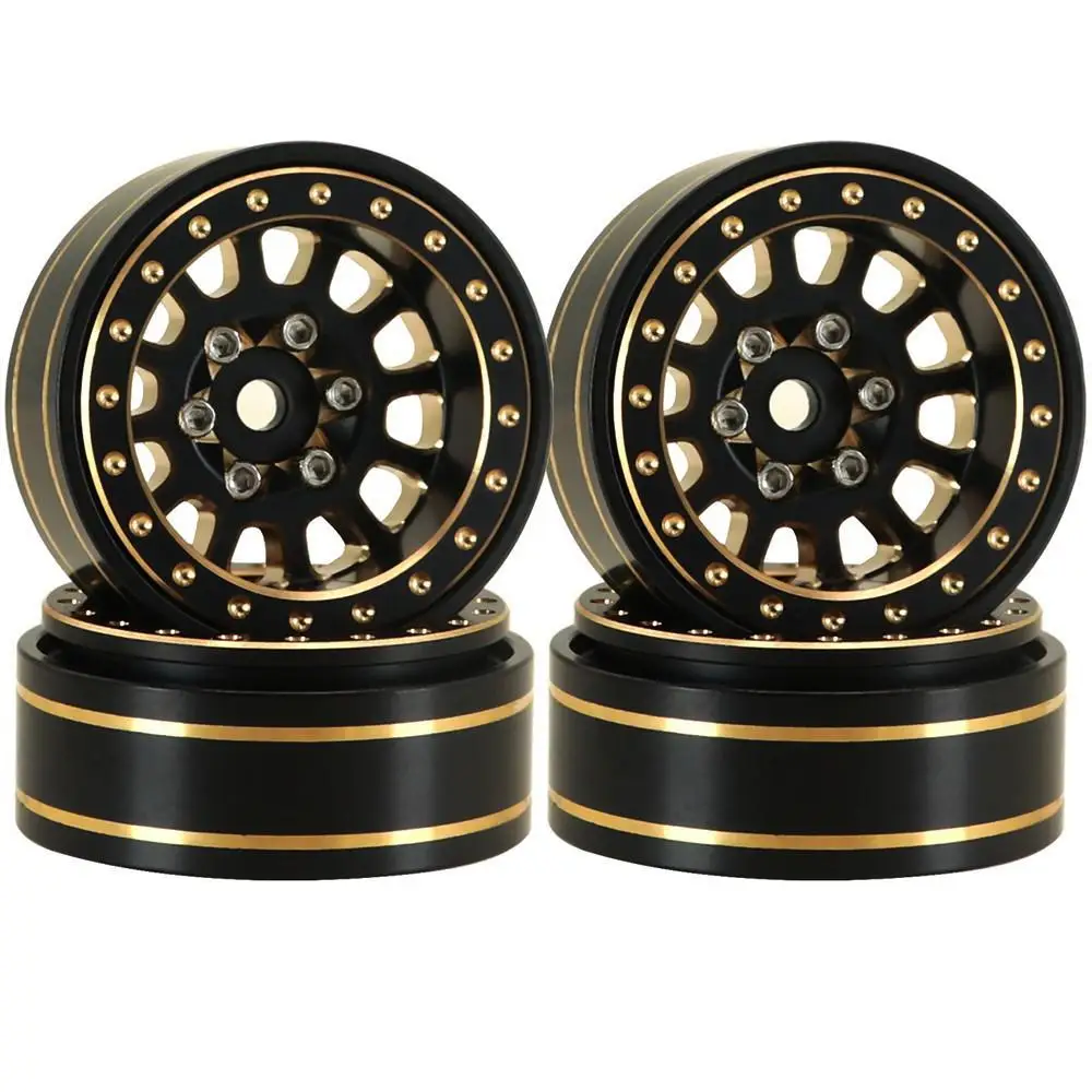 

42g Black Coating Brass 1.1" Beadlock Wheel Rims For 1/24 1/18 Rc Crawler Car Axial Scx24 Ax24 Traxxas Trx4m Fms Fcx24