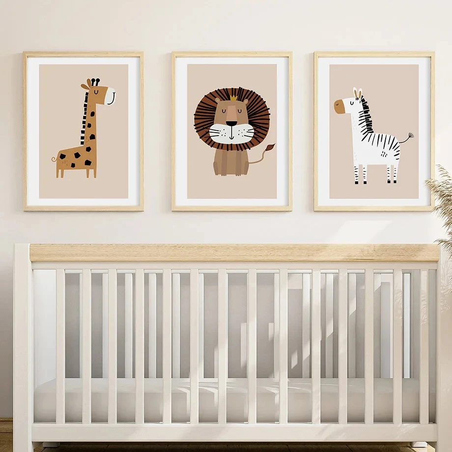 

Cartoon Animals Giraffe Lion Monkey Zebra Posters And Prints Nursery Wall Art Canvas Painting Baby Kids Room Home Decor Gift