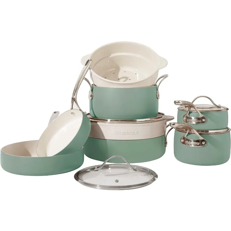 Oprah's Favorite Things - 12 Piece Aluminum Pots and Pans Cookware Ceramic Steamer Insert, & 12 Protective Care,Sage Green
Oprah's Favorite Things - 12 Piece Aluminum Pots and Pans Cookware Ceramic Steamer Insert, & 12 Protective Care,Sage Green