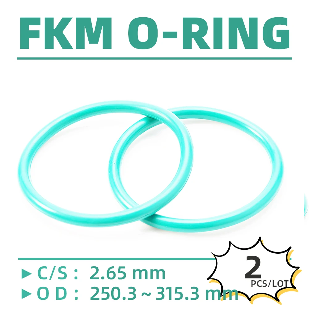 

2PCS/Lot Rubber FKM CS 2.65 mm OD 250.3/255.3/260.3/265.3/270.3/275.3/280.3/285.3/290.3mm O Ring Gasket Oil Resistant Waterproof