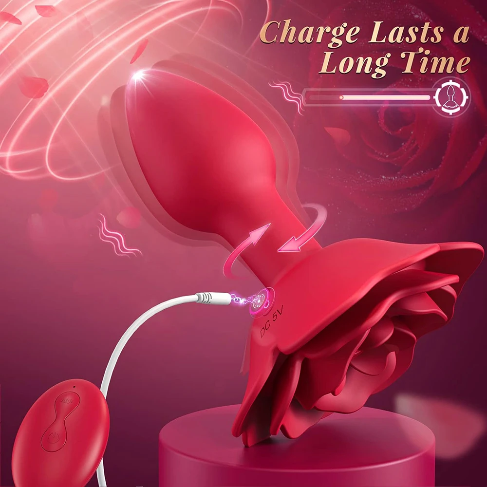 Rose Anal Plug 360° Rotation Vibrator Prostate Massage Butt Plug Vaginal Stimulator Wireless Remote Control Sex Toys For Women Rose Anal Plug 360° Rotation Vibrator Prostate Massage Butt Plug Vaginal Stimulator Wireless Remote Control Sex Toys For Women