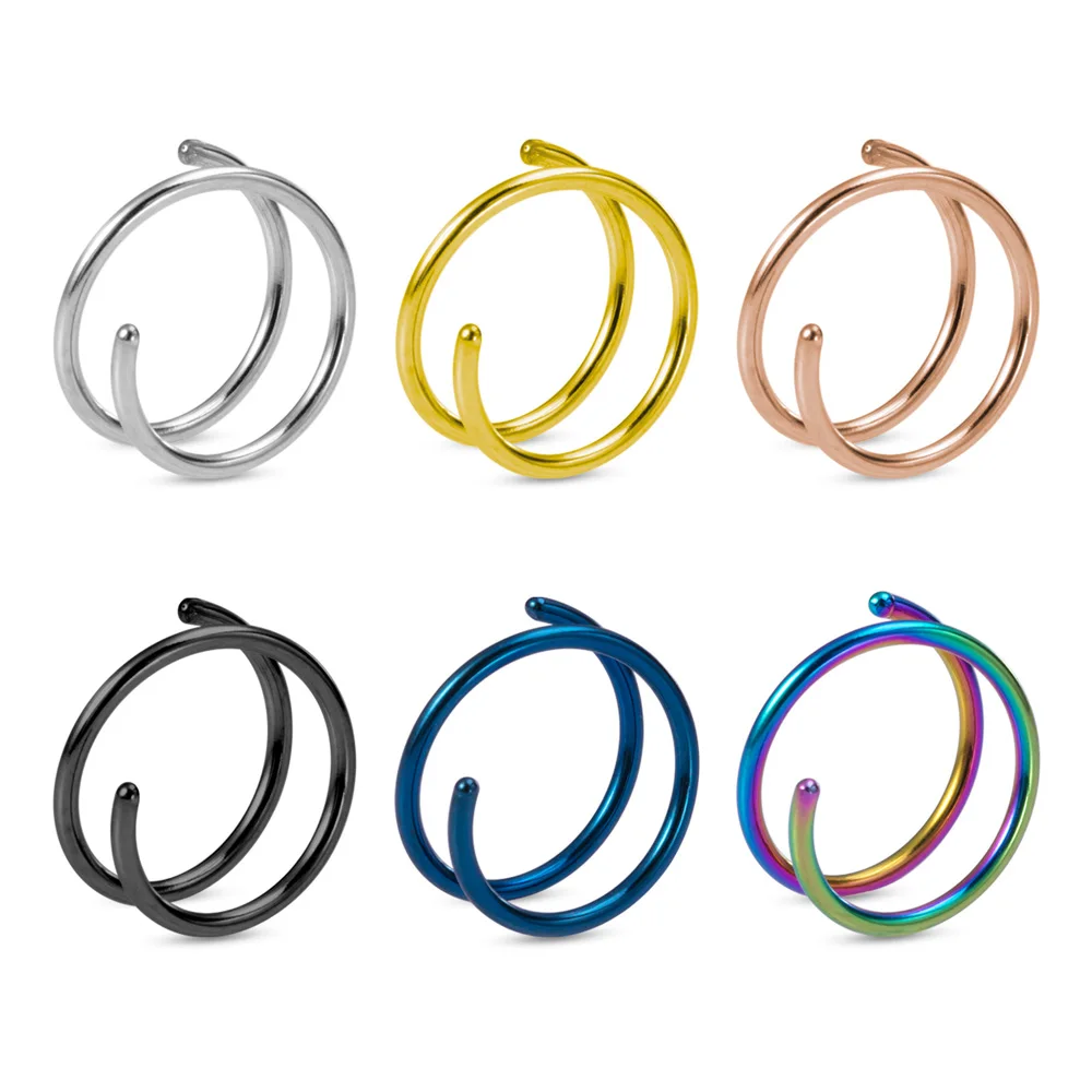 2Pcs Single Piercing Double Hoop Septum Nose Ring Surgical Steel Spiral Lip Nose Rings Cartilage Tragus Daith Piercing Earrings
2Pcs Single Piercing Double Hoop Septum Nose Ring Surgical Steel Spiral Lip Nose Rings Cartilage Tragus Daith Piercing Earrings