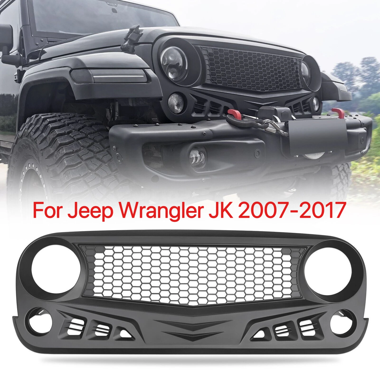 Передний гоночный гриль для Jeep Wrangler JK 2007-2017, решетка капота из АБС-пластика, матовые черные автозапчасти, передний бампер, зеркальная крышка
Передний гоночный гриль для Jeep Wrangler JK 2007-2017, решетка капота из АБС-пластика, матовые черные автозапчасти, передний бампер, зеркальная крышка