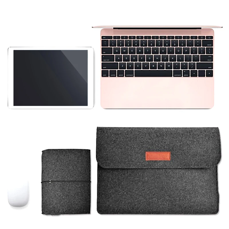 

Mini-Pack Tablet Bag Wool Felt Laptop Bag Sleeve Cover 12 13.3 Inch for Macbook Air Pro Case for MateBook with Mousepad or Power