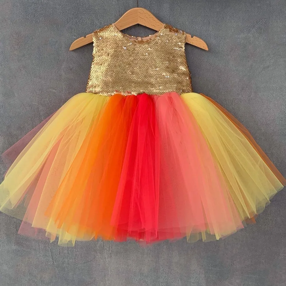 

Girl Dresses Summer Party Gowns bow Boy's Birthday Children's Fluffy Sequin Dress Princess vestido de niña elegante