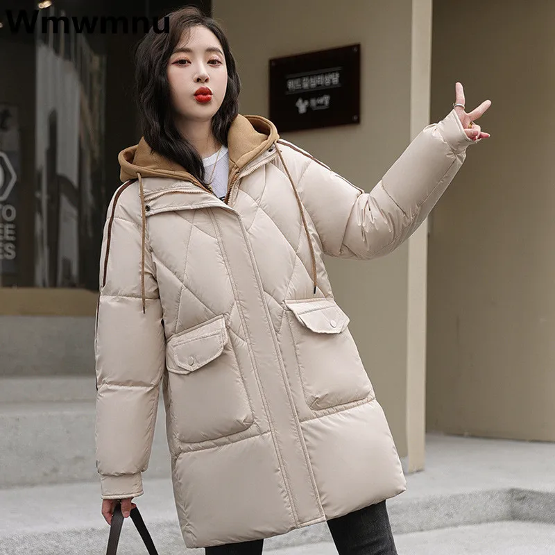 Fake Two Pieces Winter Parkas Casual Thicken Cotton Padded Coats Women's Hooded Mid Length Jackets Korean Fashion Loose Overcoat
Fake Two Pieces Winter Parkas Casual Thicken Cotton Padded Coats Women's Hooded Mid Length Jackets Korean Fashion Loose Overcoat