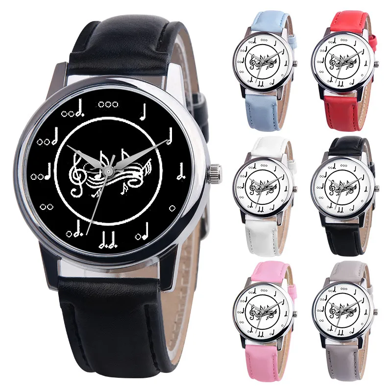 

Fancy Unisex Musical Note Leather Band Analog Alloy Quartz Watch reloj para mujer часы женские наручные montres femmes