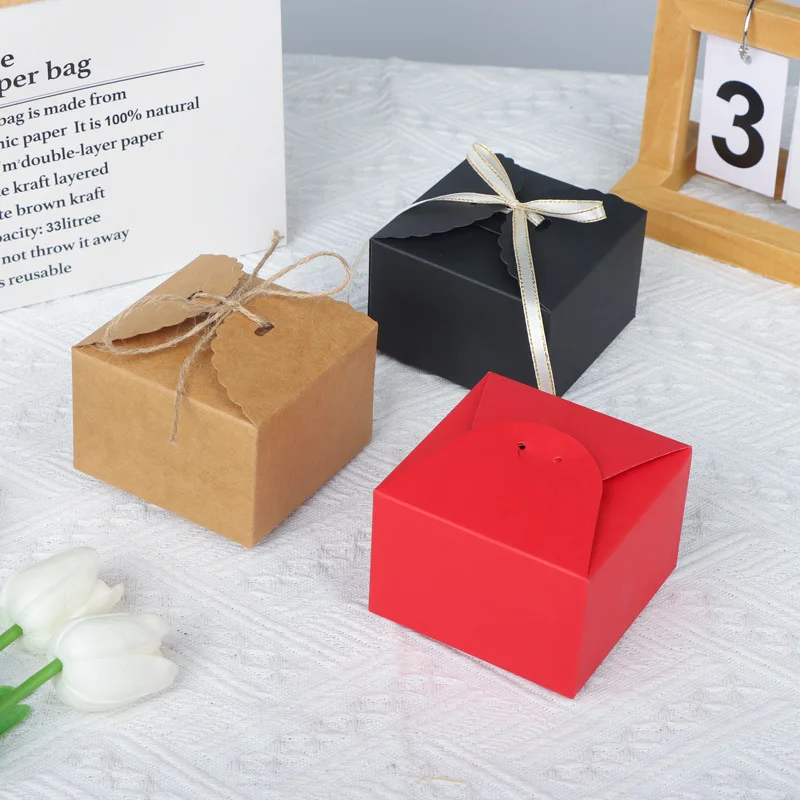 

10 шт. коробка для торта из крафт-бумаги конфеты печенье десерты подарочная упаковочная коробка коробки для свадебных подарков на день рождения коробки для подарков