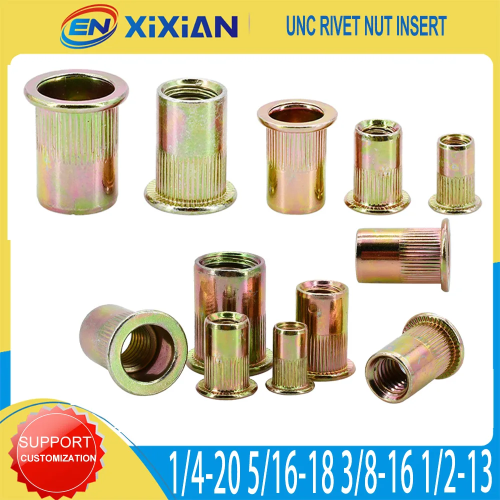 1/4-20 5/16-18 3/8-16 1/2-13UNC Flange Insert Rivet Nut Flat Head Threaded Metal Clamp Lock Rivnut Rivetnut Carbon Steel Nutsert
1/4-20 5/16-18 3/8-16 1/2-13UNC Flange Insert Rivet Nut Flat Head Threaded Metal Clamp Lock Rivnut Rivetnut Carbon Steel Nutsert
