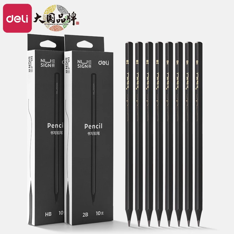 

Deli Nusign Black Wood Pencil 10pcs HB/2B Primary School Students Kids lapiceros Non Toxic pencil set for drawing and sketching