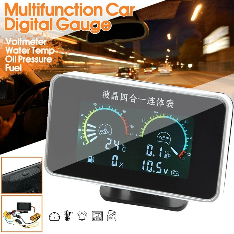 NEW-4In 1 LCD Многофункциональный Автомобильный цифровой измеритель температуры воды масла топлива вольтметр
NEW-4In 1 LCD Многофункциональный Автомобильный цифровой измеритель температуры воды масла топлива вольтметр