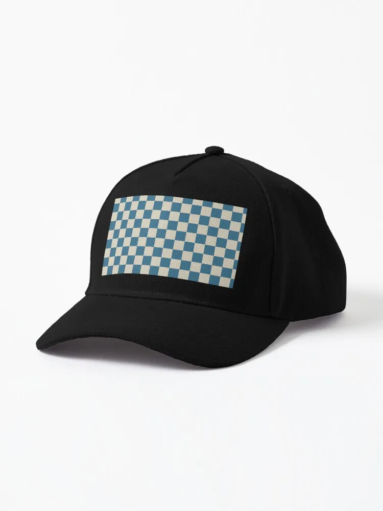 

Checkerboard Check Checkered Pattern in Boho Blue and Beige Cap totoro stray kids Male hat tactical cap cccp