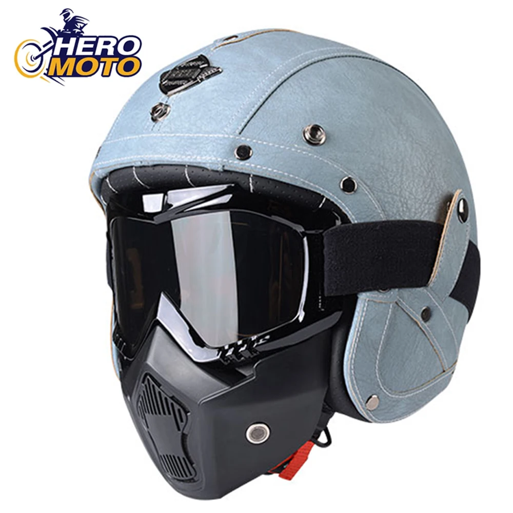 Retro Motorcycle Helmet PU Leather Moto Helmets Motorbike Motocross Open Helmet Vintage Breathable Summer Helmet DOT Certified
Retro Motorcycle Helmet PU Leather Moto Helmets Motorbike Motocross Open Helmet Vintage Breathable Summer Helmet DOT Certified