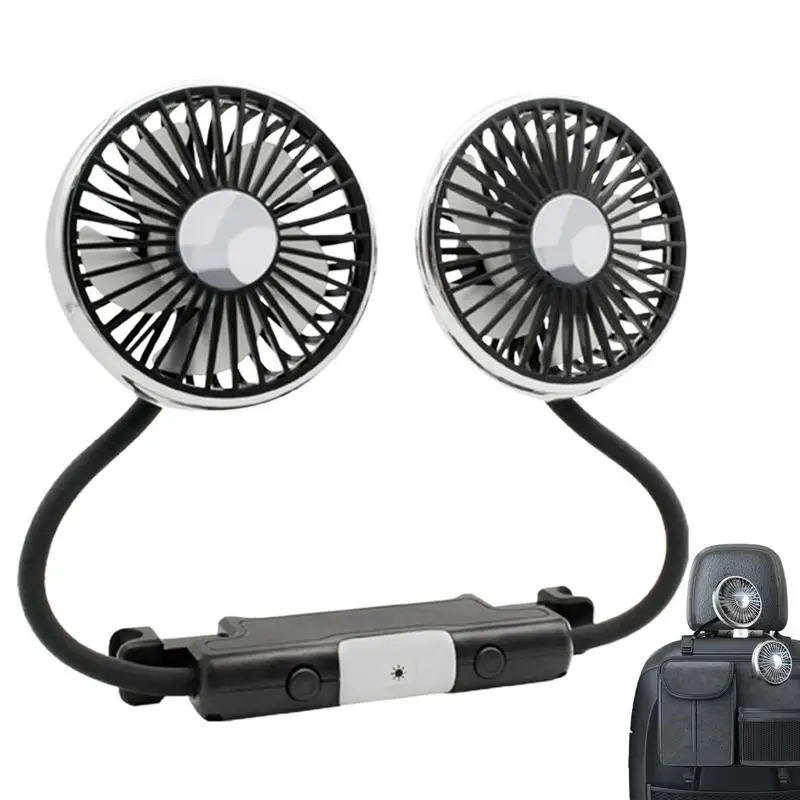 

Backseat Car Fan 360 Degree Rotatable Car Cooler Fan With Led Light Low Noise Cooling Fans For SUV RV Vehicles