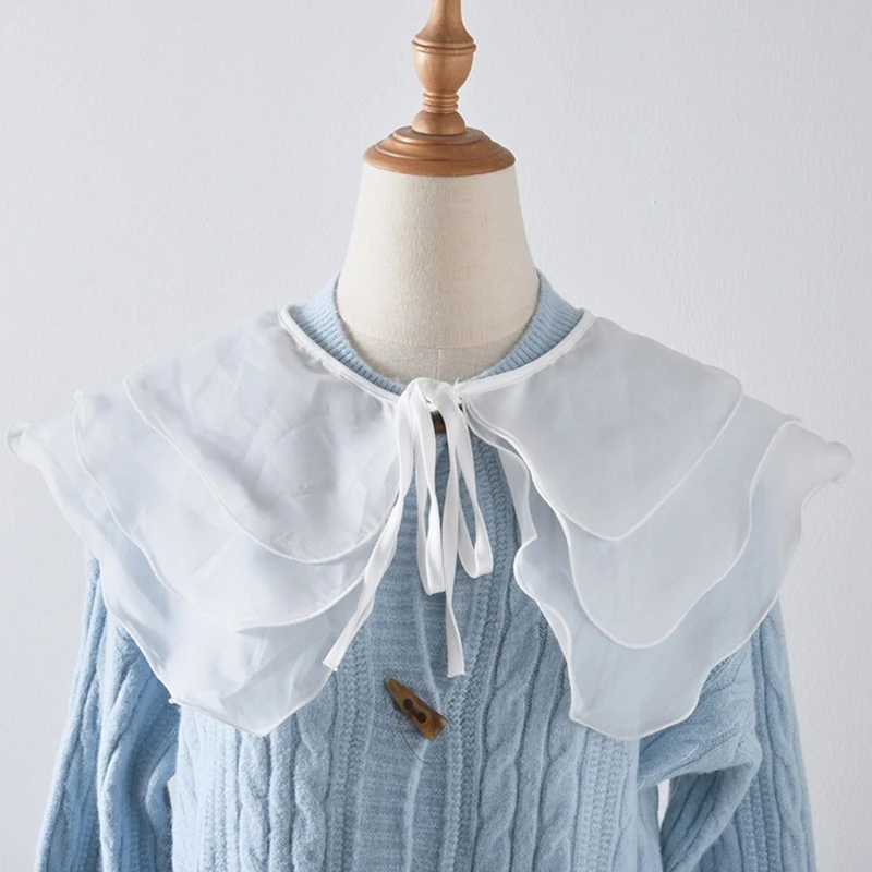 Korean Women Elegant Detachable Faux Collar Student Multilayer Ruffled Trim Shawl Wrap Lace-Up Bowknot Decorative Cape Shrug
Korean Women Elegant Detachable Faux Collar Student Multilayer Ruffled Trim Shawl Wrap Lace-Up Bowknot Decorative Cape Shrug