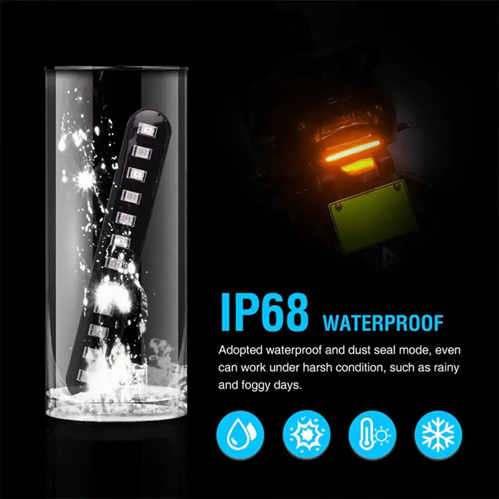 New Motorcycle Turn Light Mini Plastic Strip With 3528SMD Turn Signal Light 12 LED 2PCS 6W Amber Flowing Water
New Motorcycle Turn Light Mini Plastic Strip With 3528SMD Turn Signal Light 12 LED 2PCS 6W Amber Flowing Water