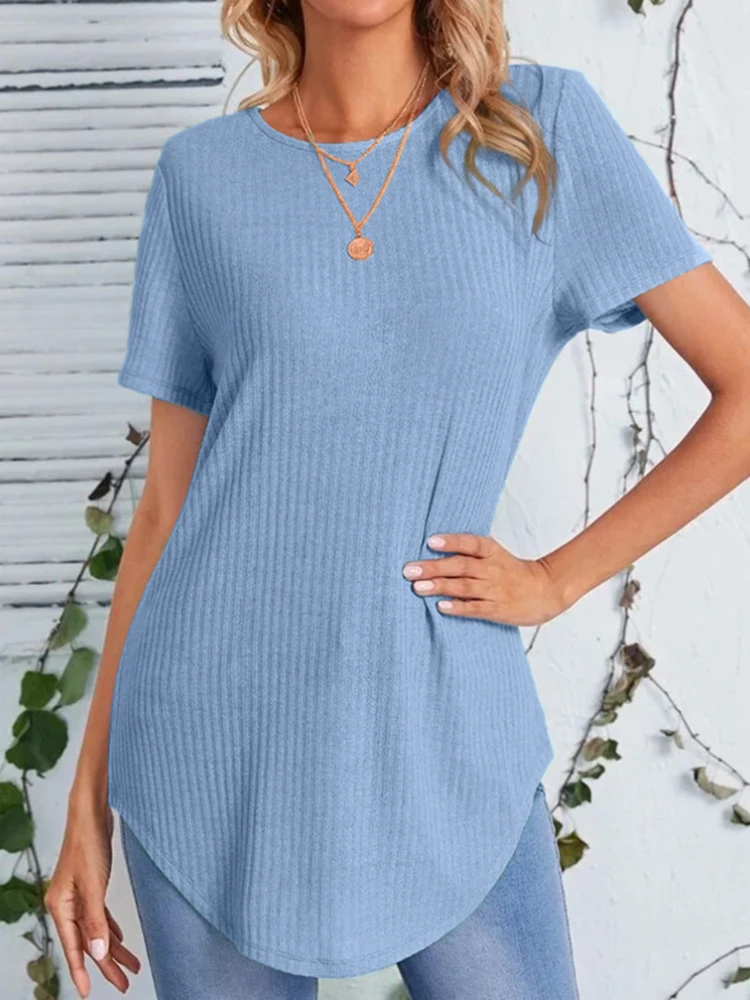 Women's Summer Short Sleeve Ladies Tops Fashion Solid Color Casual Round Neck Button T Shirts Female
Women's Summer Short Sleeve Ladies Tops Fashion Solid Color Casual Round Neck Button T Shirts Female