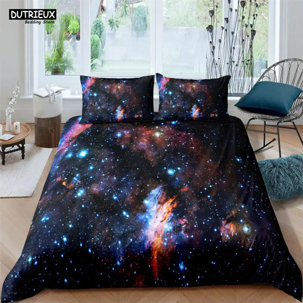 

Cosmic Milky Way Print Polyester Bedding Sets Child Kids Covers Boys Bed Linen Set For Teens King Size Bedding Set