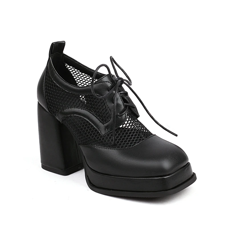 New Ins Platform Chunky High Heel Pumps for Women Lace Up Office Casual Shoes Punk Gothic Style Hollow Mesh Spring Oxfords Black
New Ins Platform Chunky High Heel Pumps for Women Lace Up Office Casual Shoes Punk Gothic Style Hollow Mesh Spring Oxfords Black