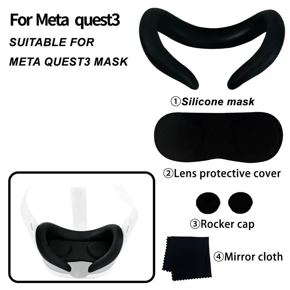 Soft Silicone Sweat-proof Face Mask Protector Set For Meta Quest 3 Dustproof Scratch Resistant Lens Cover VR Accessories
Soft Silicone Sweat-proof Face Mask Protector Set For Meta Quest 3 Dustproof Scratch Resistant Lens Cover VR Accessories