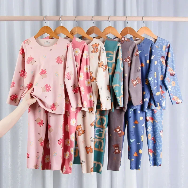 

Children Autumn Winter Clothing Sets Boys Girls Fashion New Pajamas Sets Thermal Underwear Suit Kids Clothes Baby Warm Sleepwear