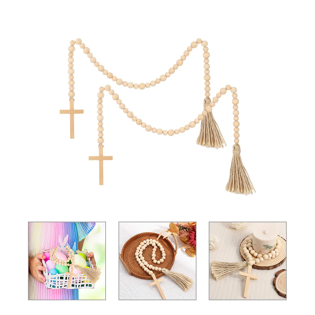 2pcs Rustic Wooden Beads Garlands with Tassel and Cross Pendant Tassel Beaded Pendants
2pcs Rustic Wooden Beads Garlands with Tassel and Cross Pendant Tassel Beaded Pendants