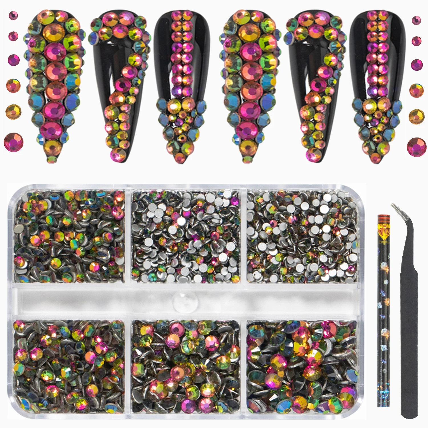 HNUIX Luxury Shini 3D Diamond Flame Red Multi-size Nail Rhinestones Flatback Nail Charms Flat Bottom Crystals Nail Art 3D Decoration Gem Kit
HNUIX Luxury Shini 3D Diamond Flame Red Multi-size Nail Rhinestones Flatback Nail Charms Flat Bottom Crystals Nail Art 3D Decoration Gem Kit