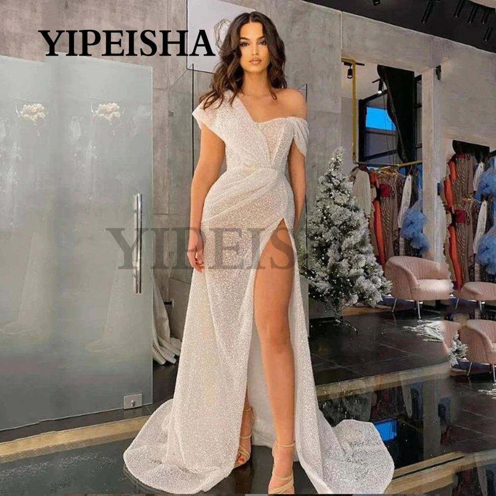 Glittery See-Through Mermaid Evening Dresses Backless Front High Split Sweep Train Prom Party Gown robes de soirée فساتين السهرة
Glittery See-Through Mermaid Evening Dresses Backless Front High Split Sweep Train Prom Party Gown robes de soirée فساتين السهرة