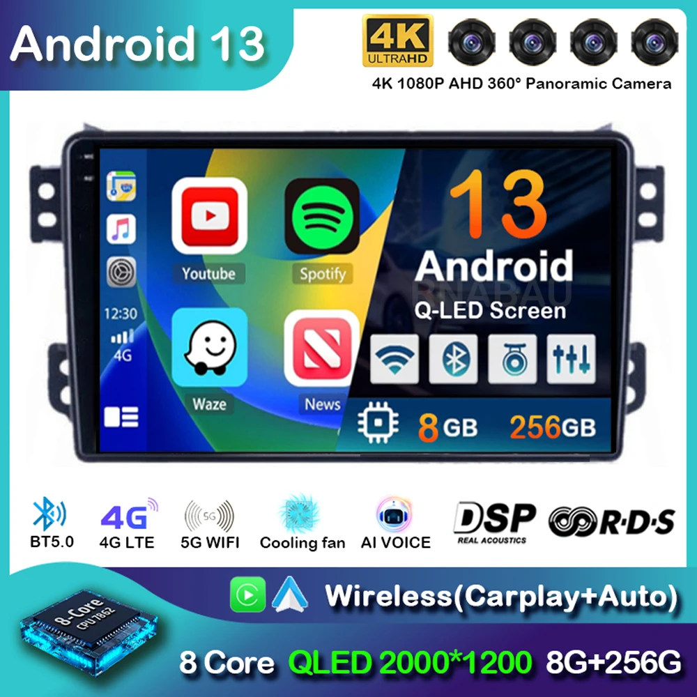 

Android 13 Car Radio for SUZUKI Splash Ritz OPEL Agila 2008-2014 WIFI+4G GPS Navigation Multimedia Player Head Unit 2Din Stereo