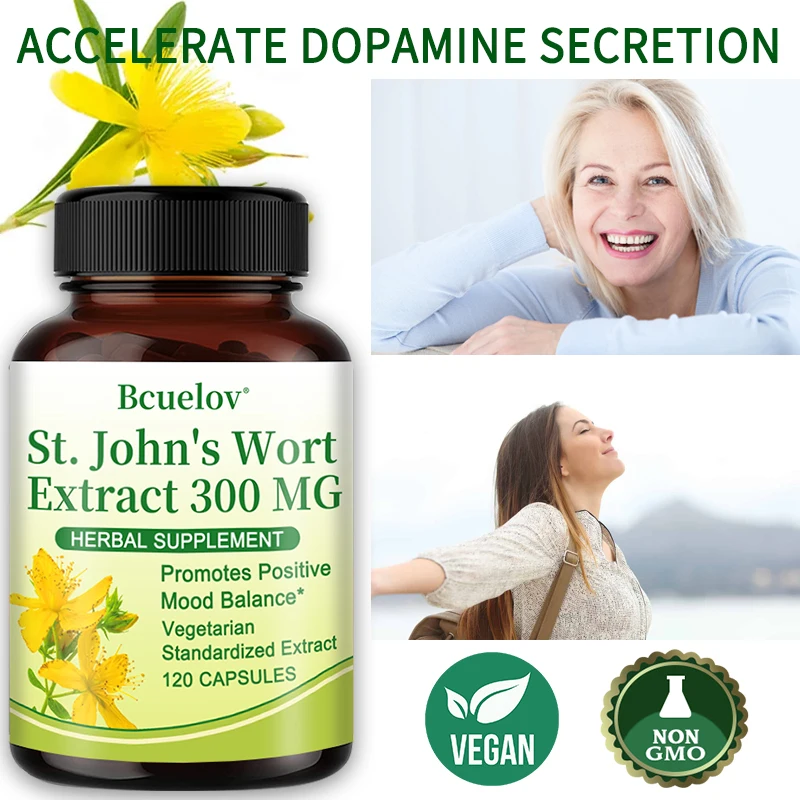 

St. John's Wort Capsule Extract Supplement - Mood Balance, Good Mood, and Stress Response Support