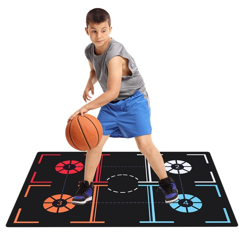 

NEW-Standard Basketball Training Mat Non-Slip Foot Practice Mat Dribble Control Auxiliary Footstep Mat 108 X 76Cm For Adults