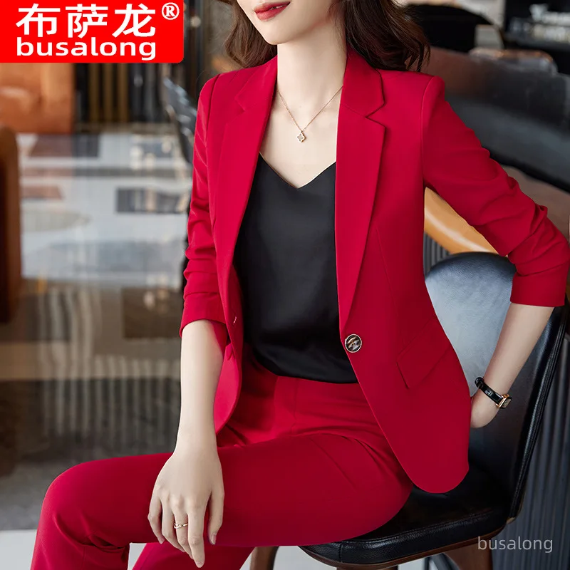 Red Tailored Suit Formal Clothes Women's Korean Style Business Attire Slim-Fit Long-Sleeved Small Suit Women's Clerk Work Clothe
Red Tailored Suit Formal Clothes Women's Korean Style Business Attire Slim-Fit Long-Sleeved Small Suit Women's Clerk Work Clothe