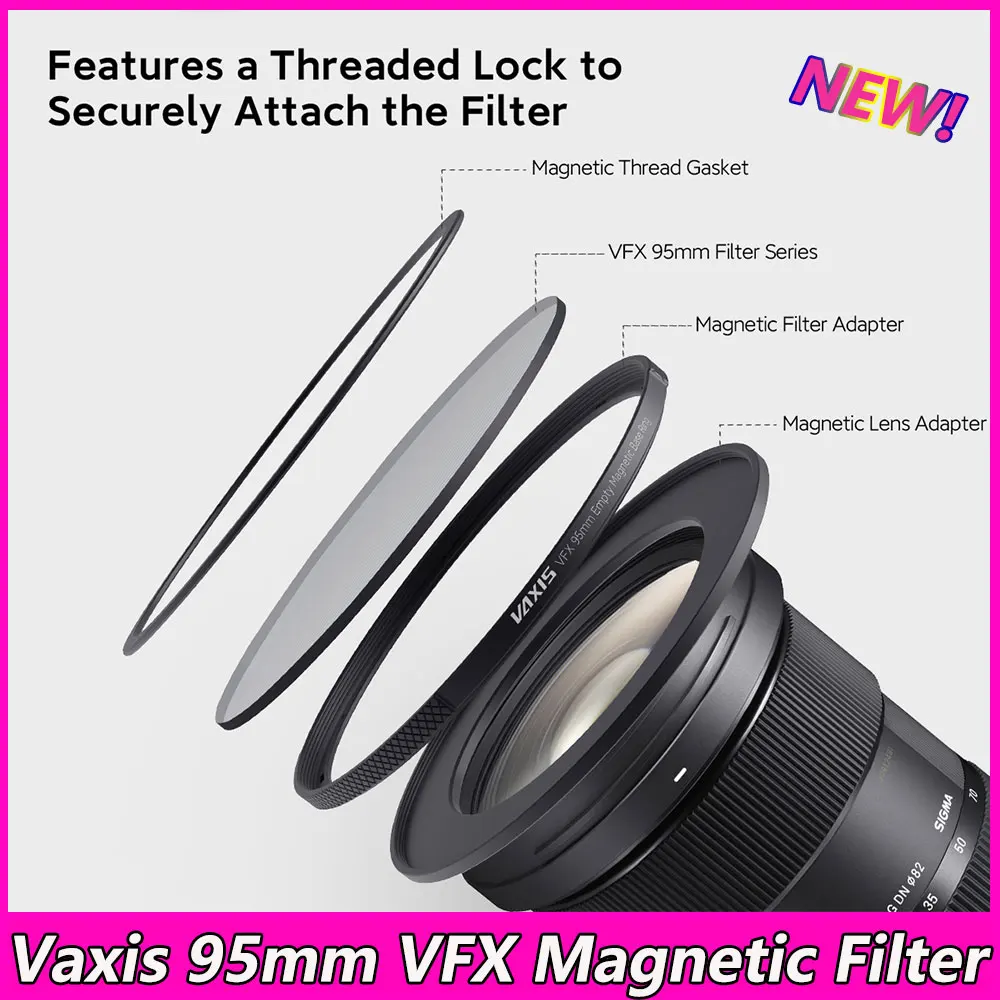 Vaxis 95mm VFX Magnetic Filter Adapter Ring Mist ND Outdoor ND Pure/Black Mist Filter Kit For DSLR Mirrorless Cameras
Vaxis 95mm VFX Magnetic Filter Adapter Ring Mist ND Outdoor ND Pure/Black Mist Filter Kit For DSLR Mirrorless Cameras