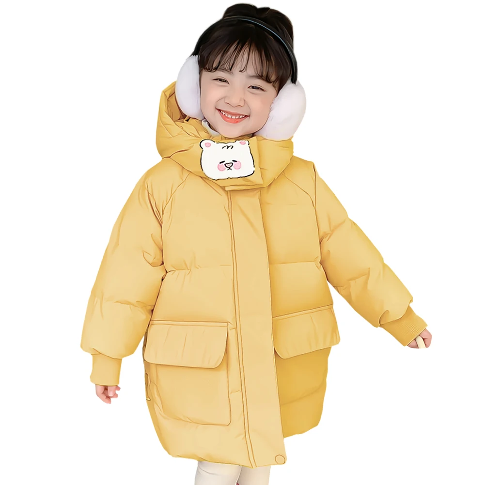 

Cartoon Print Girls Winter Coat Warm Puffer Jacket for Children Hooded Windproof Quilted Overcoat Toddlers Kids Outerwear
