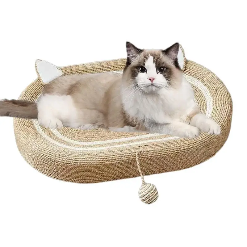 Кошачья Когтеточка, овальная кошачья Когтеточка с шариком, игрушки, кошачье гнездо, тканые товары для домашних животных для предотвращения разрушения кошек дома