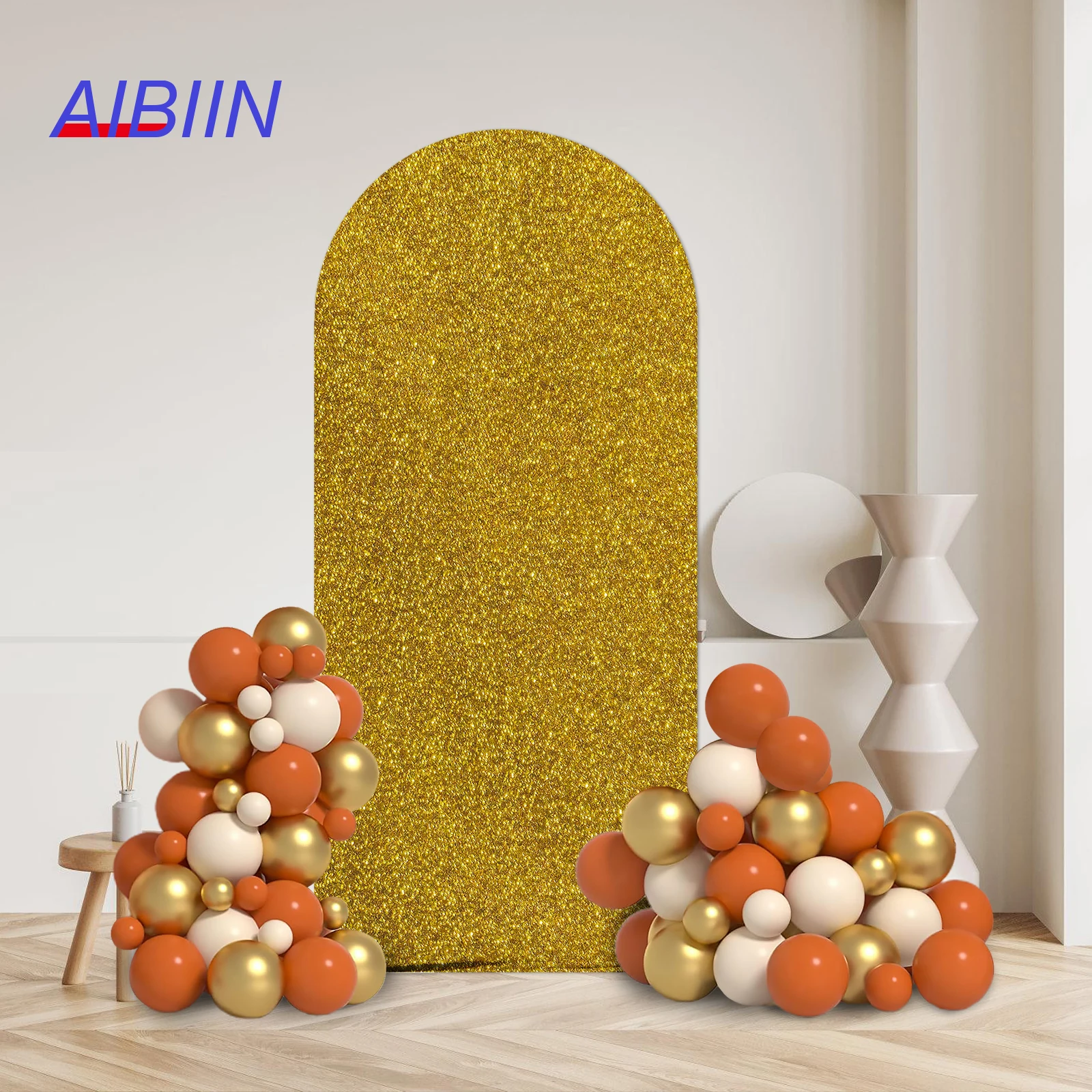 

AIBIIN Shiny Wedding Arch Backdrop Stand Cover Balloons Flower Door Background Bling Spandex Photography Birthday Party Supplies