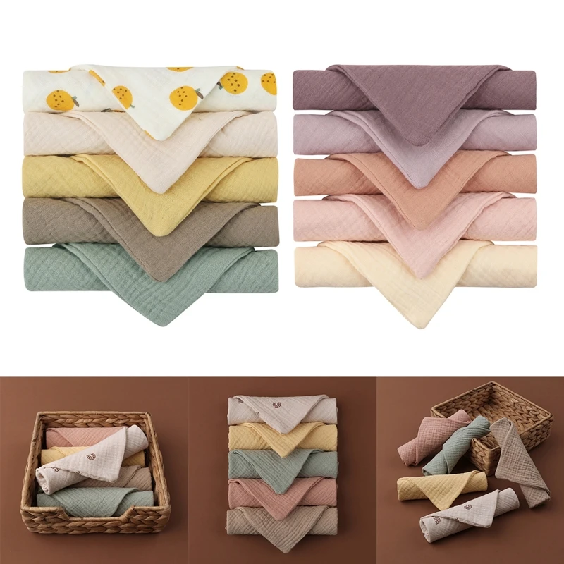 

Y1UB 10Pcs Baby Saliva Towels Muslin Cloth Hand Face Wipes Bib Handkerchief Washcloth