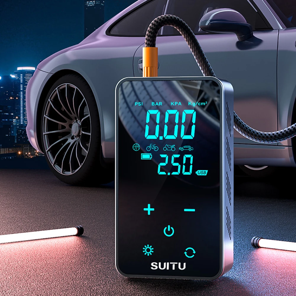 Electronic 1800MAH Car Motorcycle Bicycle Inflator Air Compressor Car Tire Inflator Pump LCD Display Smart Air Compressor
Electronic 1800MAH Car Motorcycle Bicycle Inflator Air Compressor Car Tire Inflator Pump LCD Display Smart Air Compressor